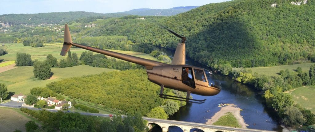 Helicopter tour over the Dordogne Valley, France.