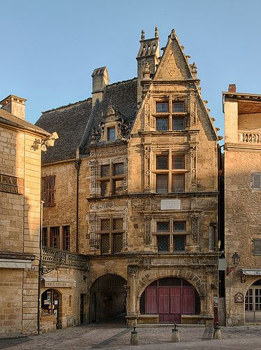 Historic Renaissance-style facade of the Maison de la Boétie in Sarlat