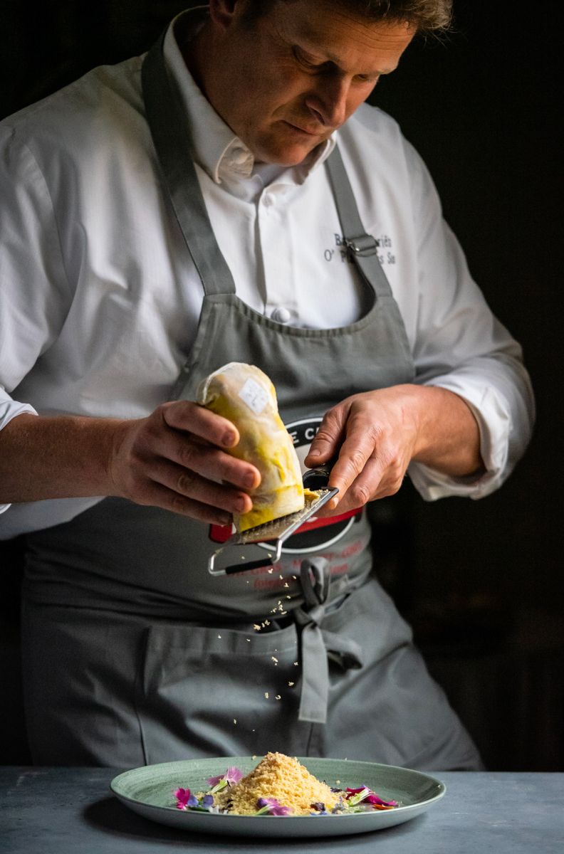 Chef Bruno Marien in the kitchen at O’Plaisir des Sens in La Roque-Gageac