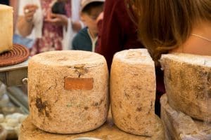 Sarlat Market outdoor stalls with fresh produce